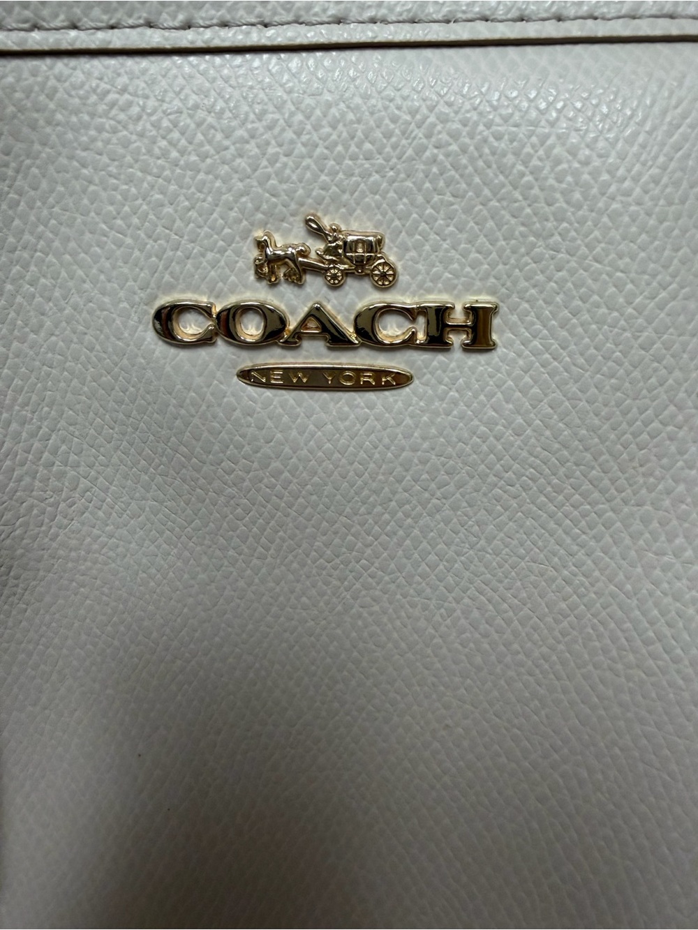 Coach Cream Saffiano Leather Tote with Gold Logo - Picture 4 of 4